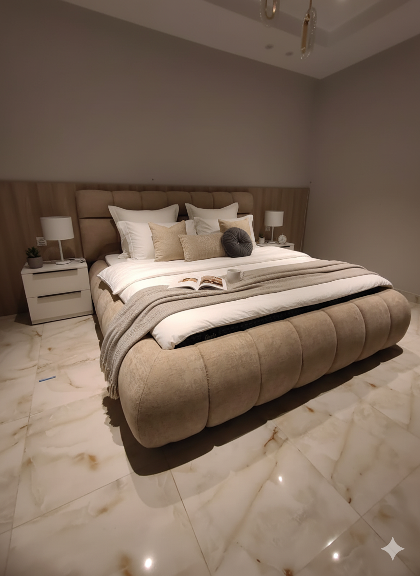 Luxury bedroom design featuring handcrafted furniture